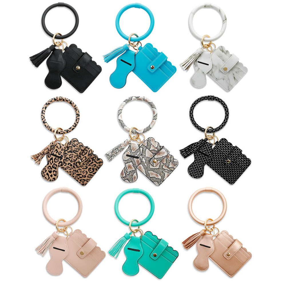 Wholesale PU Leather Tassel Wrist Keychain